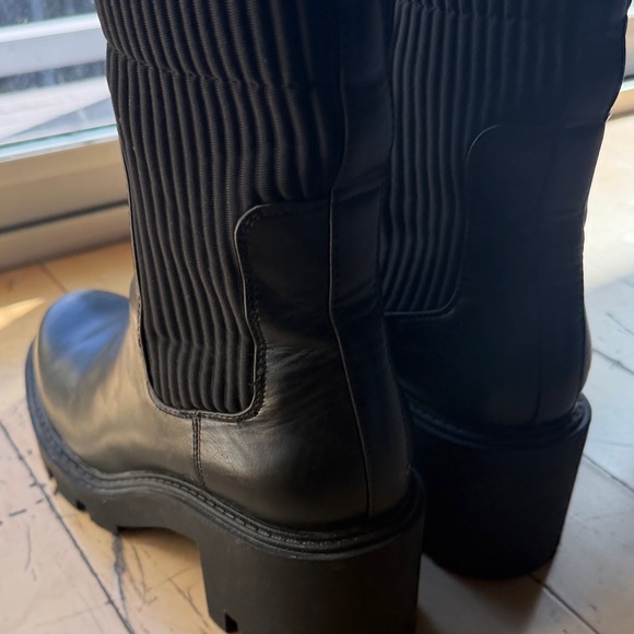 Zara Black Ribbed Ankle Boots - Picture 5 of 7